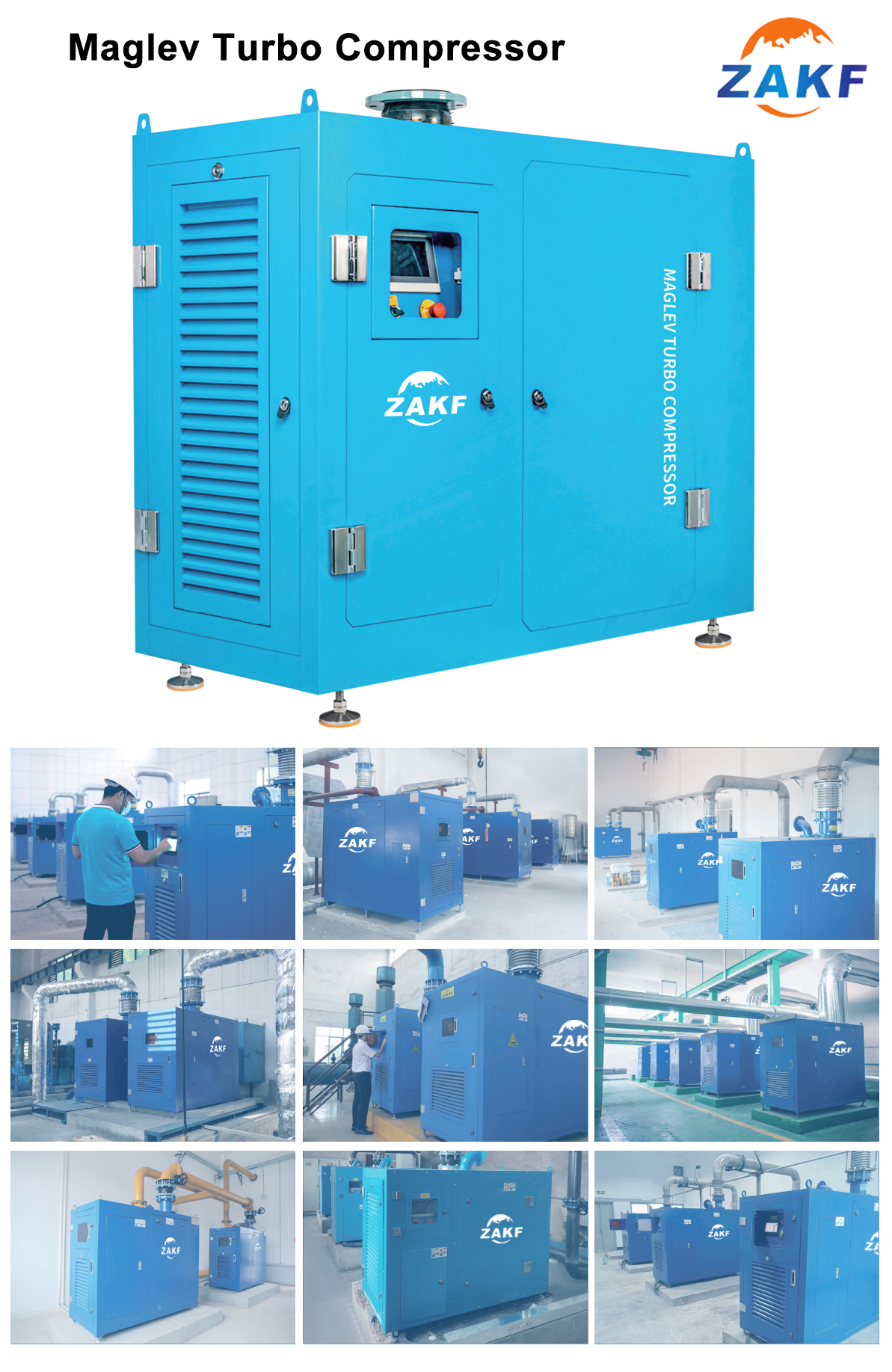 Máy thổi từ trường ZAKF 670HP 502KW 130m3/phút Máy thổi tiết kiệm năng lượng Máy nén ly tâm Maglev Turbo hiệu suất cao